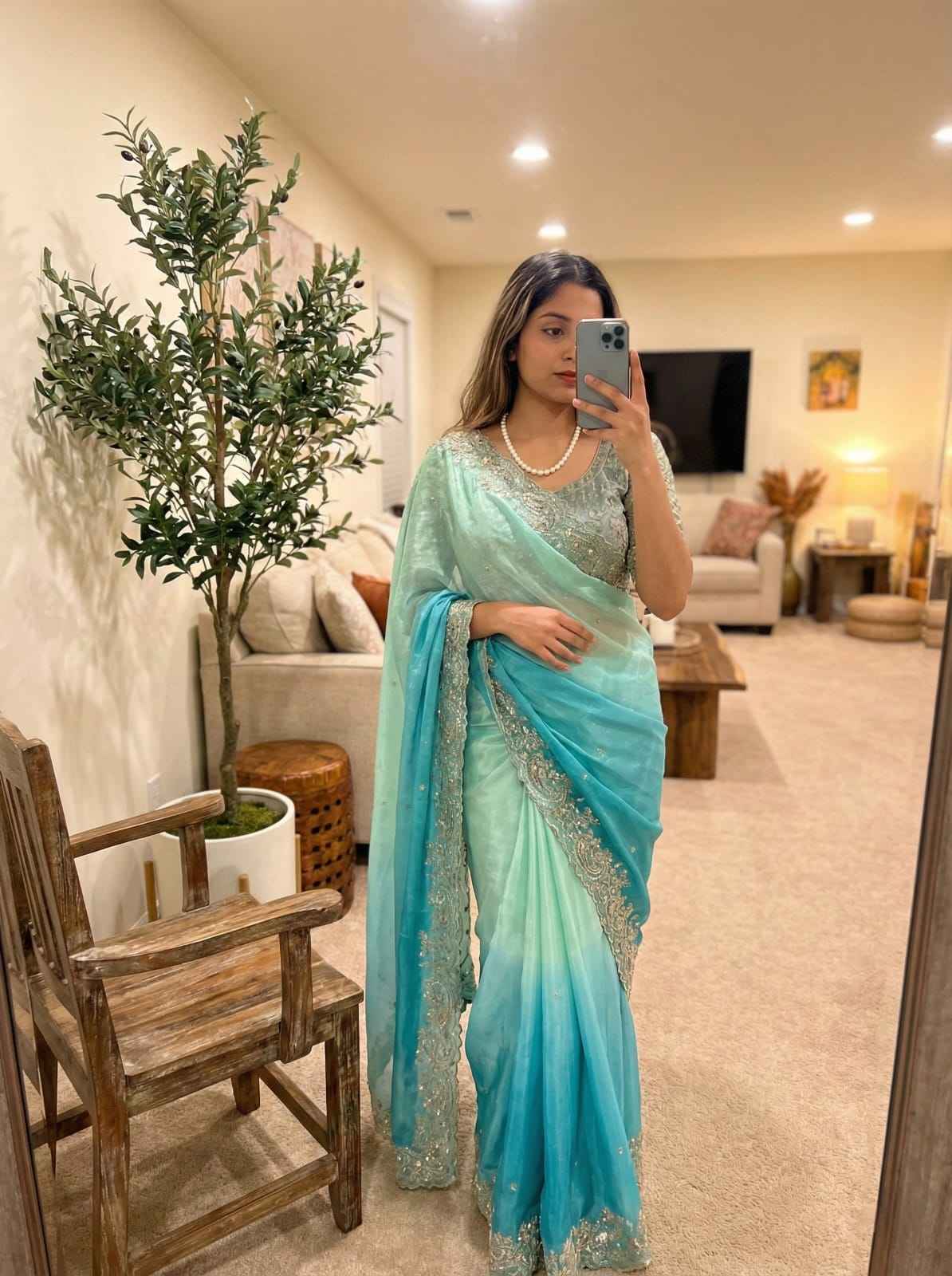 NeelAab NoorLeher Designer Saree-0