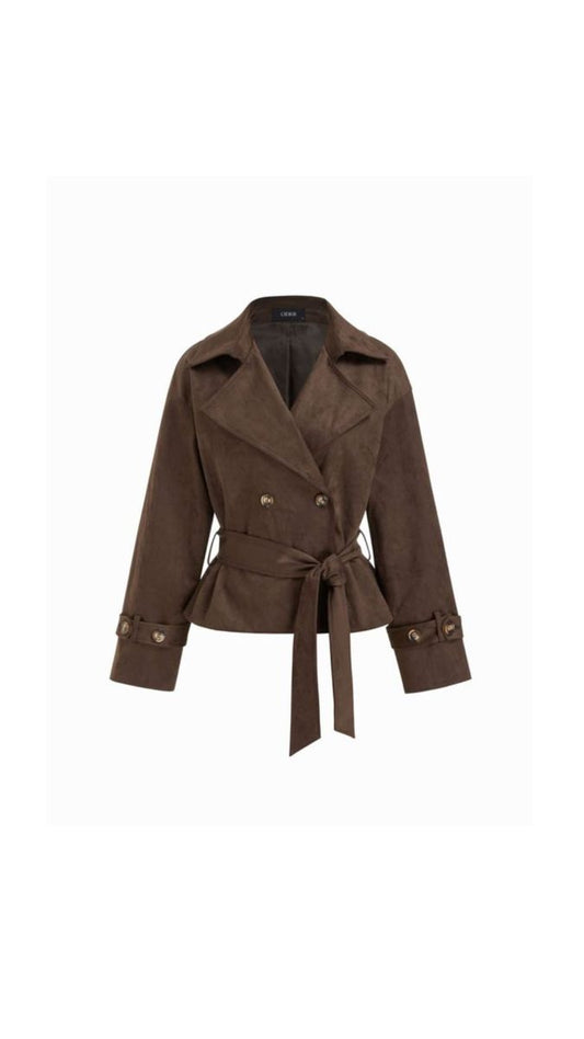 Suede Stomach Blanket Lace-up Coat Women's Vintage Coat