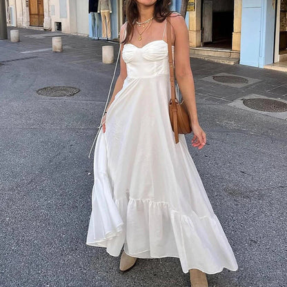 Fashionable Elegant Solid Color High Waist Slip Dress