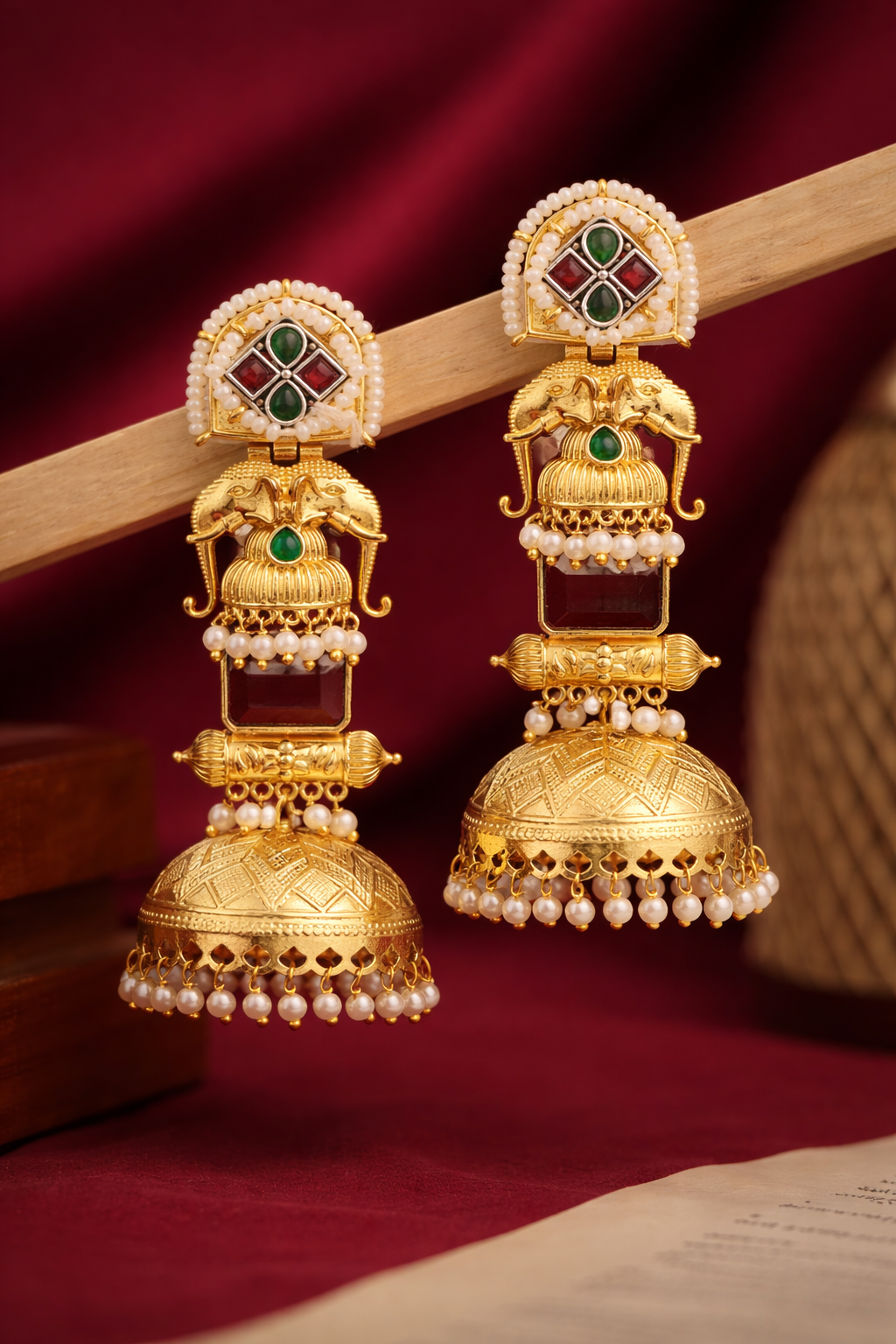 Parikha Royal Temple Jhumki Earrings-0
