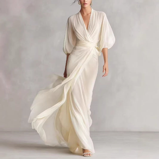 European And American-style Slim-fit Long Dress For Women