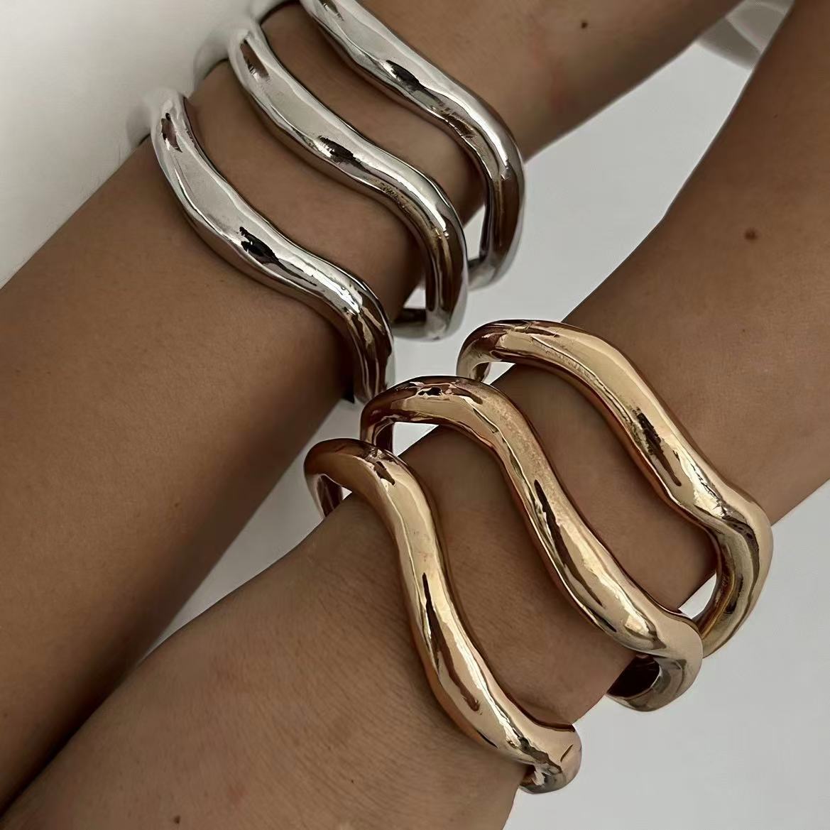 European And American Cross-Border Design-Driven Irregular Metal Bracelet