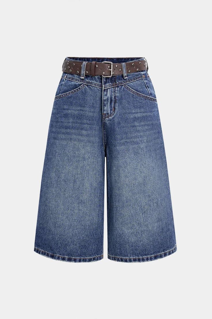 Women's American-style Retro High Street Denim Cropped Pants Summer