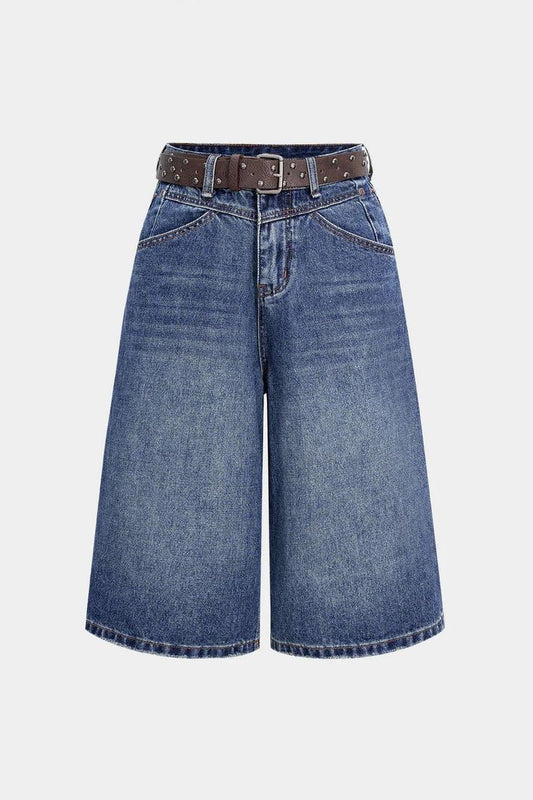 Women's American-style Retro High Street Denim Cropped Pants Summer