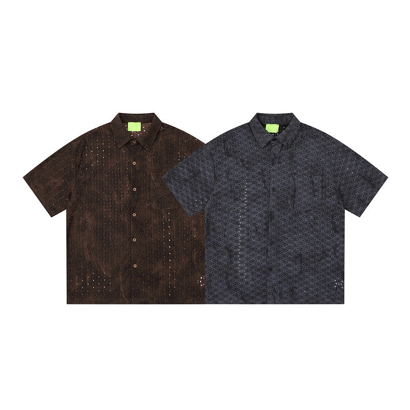 Retro Distressed Short-Sleeve Tie-Dye Loose Cool & Handsome Half-Sleeve Shirt