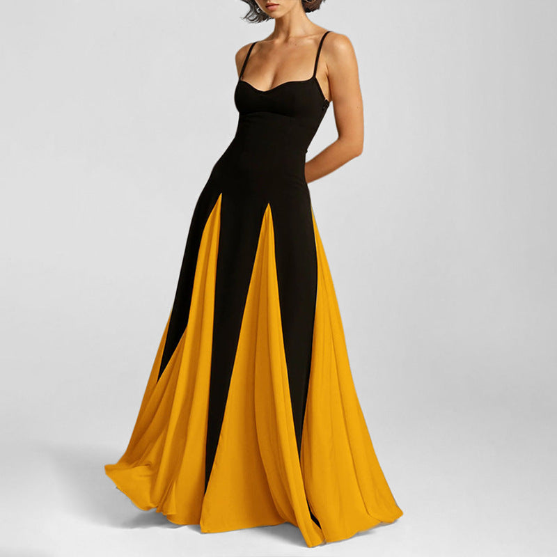 Fashionable Elegant Solid Color High Waist Slip Dress