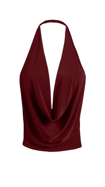Women's Fashion Deep V-neck Backless Halter Top