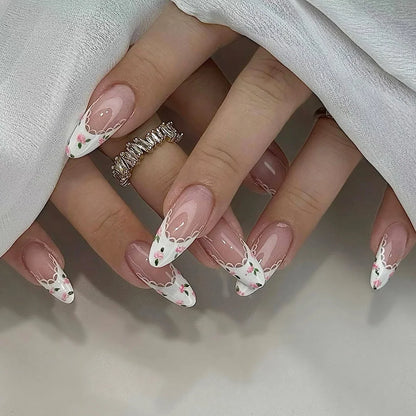 Charming Strawberry Almond Press-On Nails-7