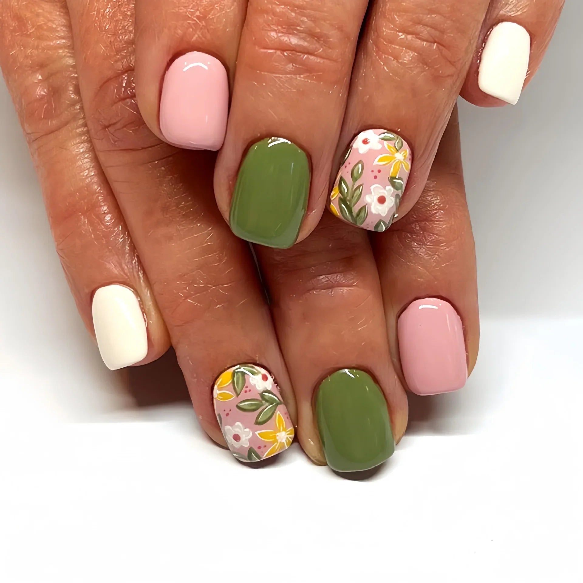 Floral Press On Nails Set 24Pcs Acrylic-1