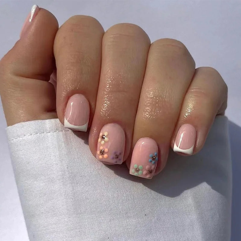 Floral Press On Nails Set 24Pcs Acrylic-2