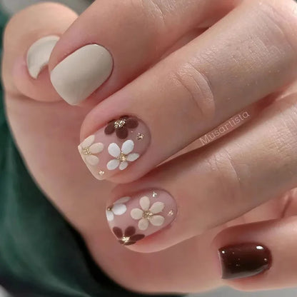 Floral Press On Nails Set 24Pcs Acrylic-3