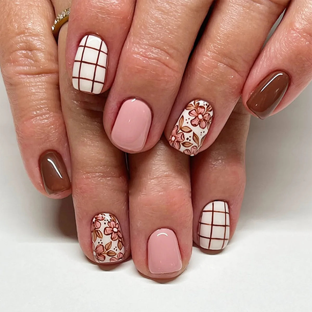 Floral Press On Nails Set 24Pcs Acrylic-5