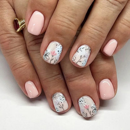Floral Press On Nails Set 24Pcs Acrylic-12