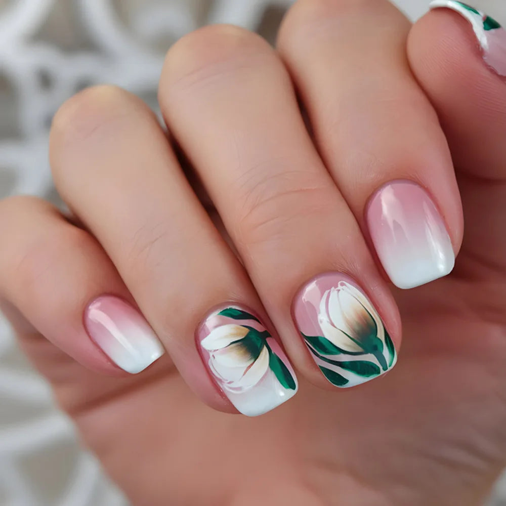 Floral Press On Nails Set 24Pcs Acrylic-7