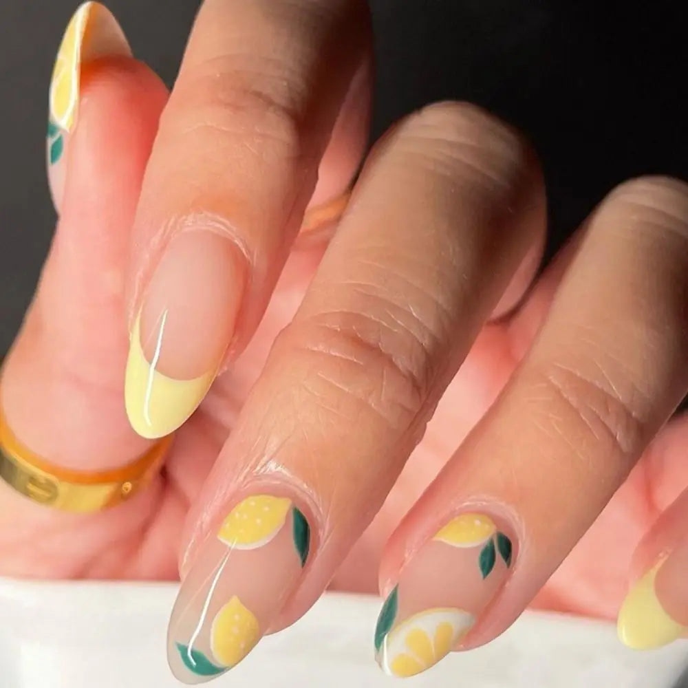 French Lemon Long Almond Press-On Nails-0