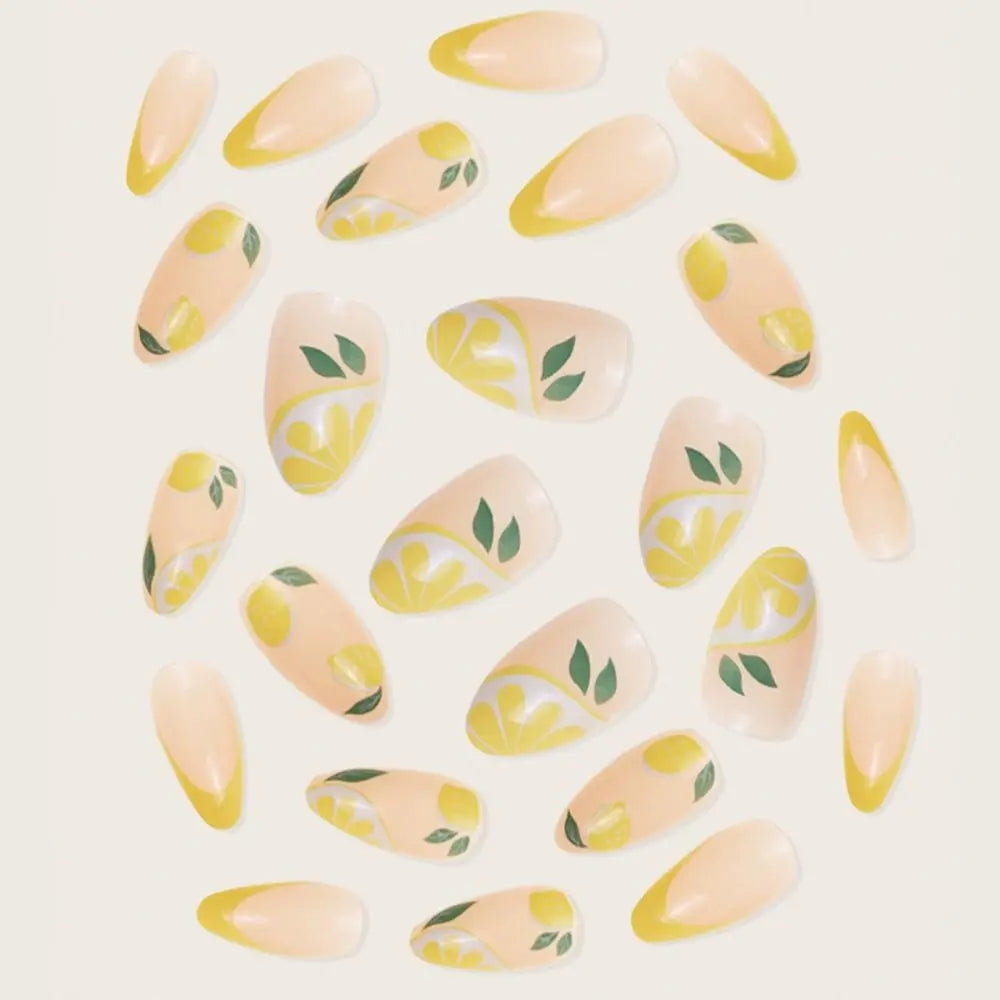 French Lemon Long Almond Press-On Nails-1
