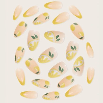 French Lemon Long Almond Press-On Nails-1