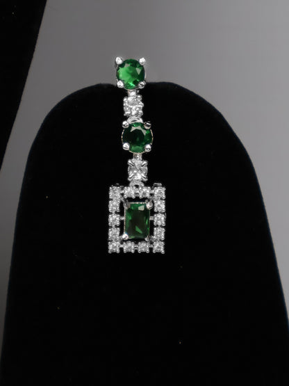 Silver Plated Green AD Necklace Set-2