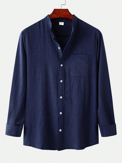 Spring And Autumn Loose Long-sleeved Shirt For Men