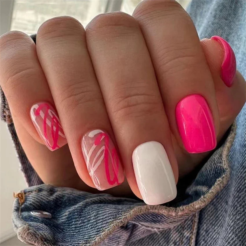Wine Red Almond Fake Nails-44