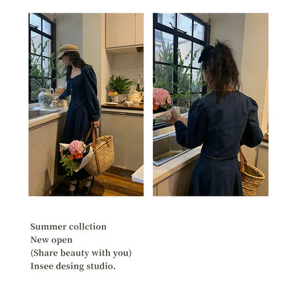 A denim top and long skirt set offers a timeless blend of effortless style and coordinated elegance. The structured denim top adds a flattering, tailored touch, while the flowing long skirt brings movement and grace, creating