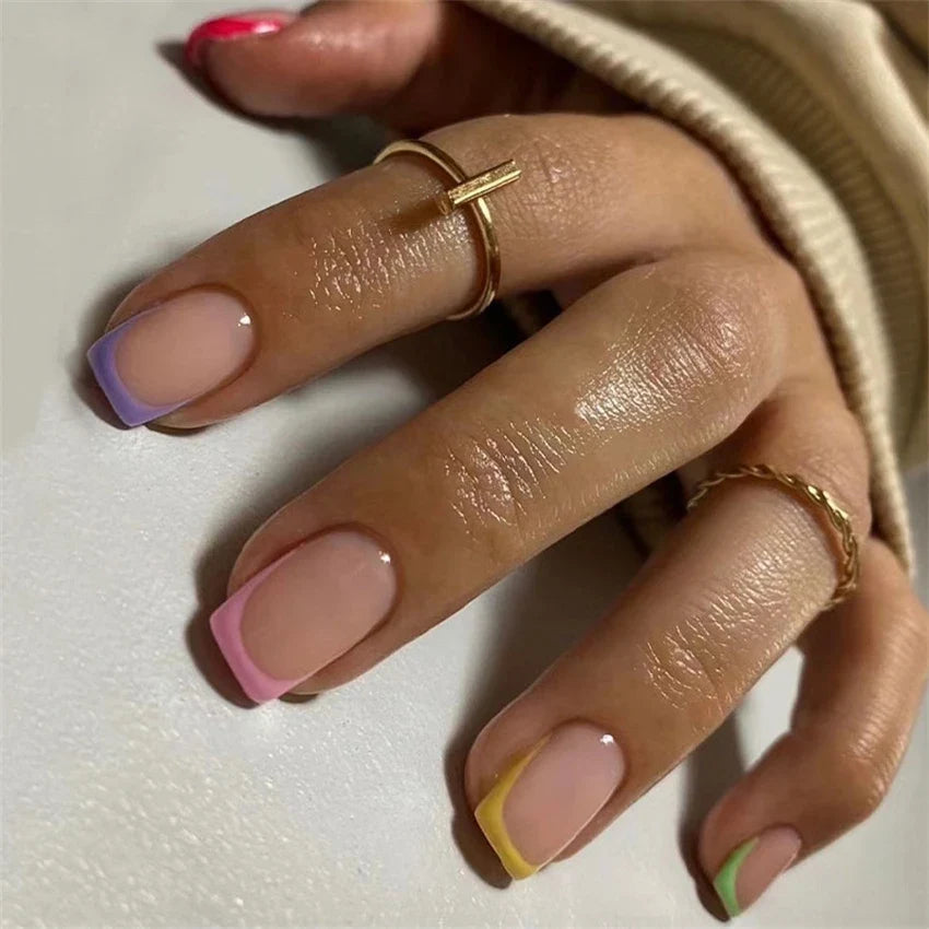 Wine Red Almond Fake Nails-43