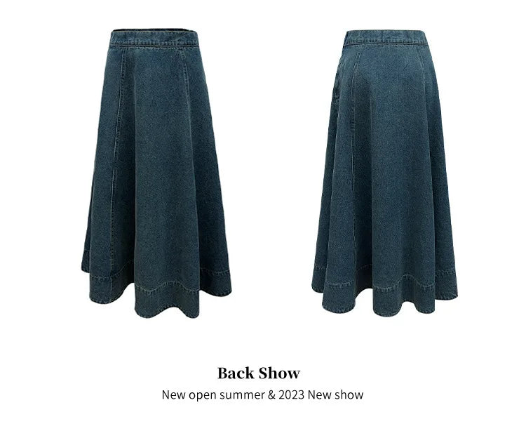 A denim top and long skirt set offers a timeless blend of effortless style and coordinated elegance. The structured denim top adds a flattering, tailored touch, while the flowing long skirt brings movement and grace, creating