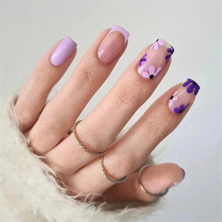 Wine Red Almond Fake Nails-42