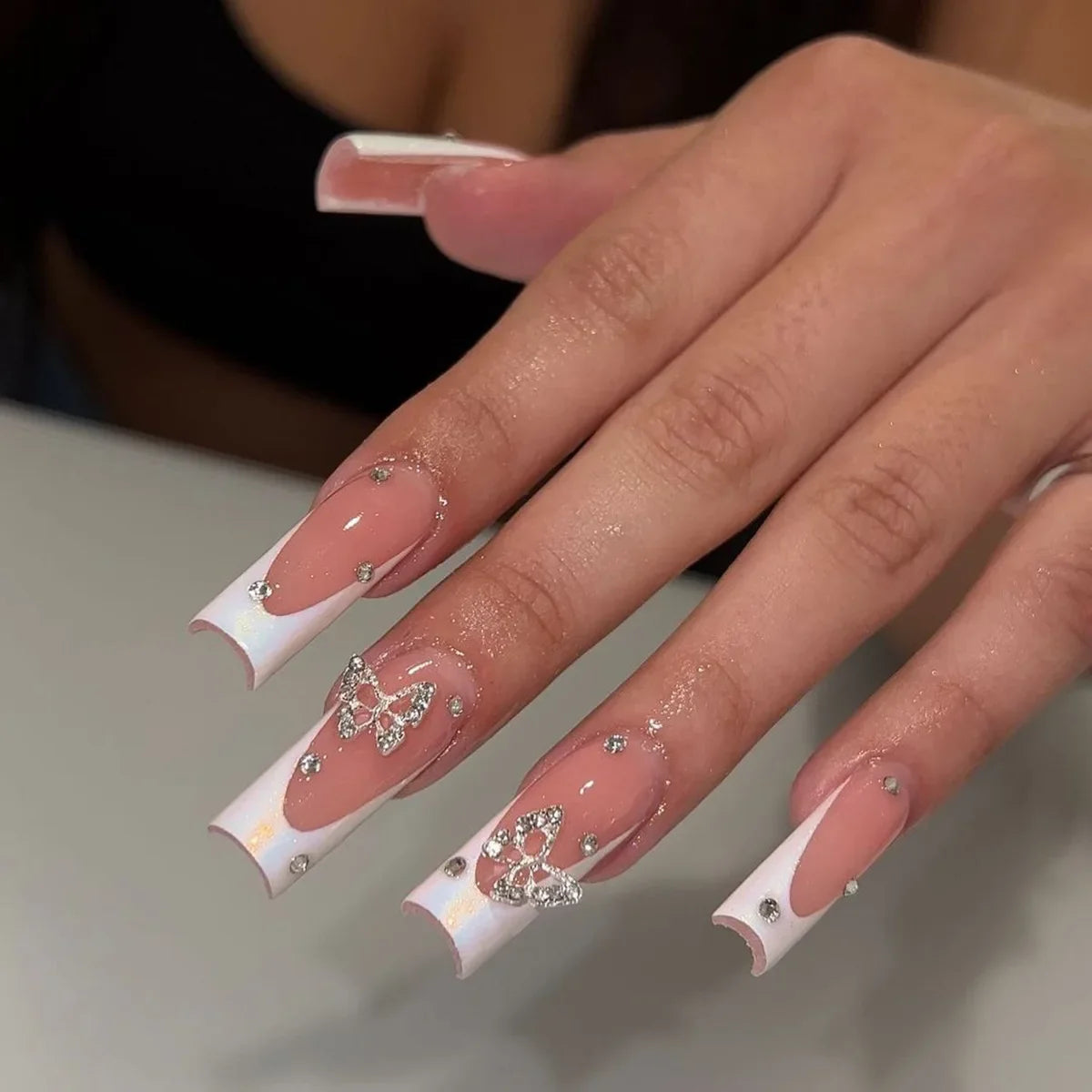 Wine Red Almond Fake Nails-33