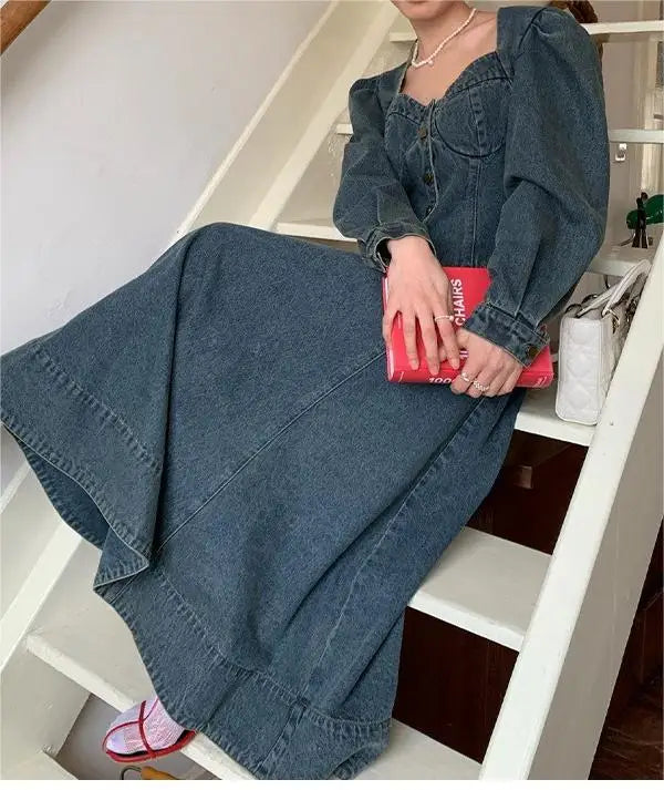 A denim top and long skirt set offers a timeless blend of effortless style and coordinated elegance. The structured denim top adds a flattering, tailored touch, while the flowing long skirt brings movement and grace, creating