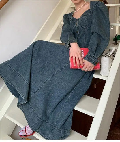 A denim top and long skirt set offers a timeless blend of effortless style and coordinated elegance. The structured denim top adds a flattering, tailored touch, while the flowing long skirt brings movement and grace, creating
