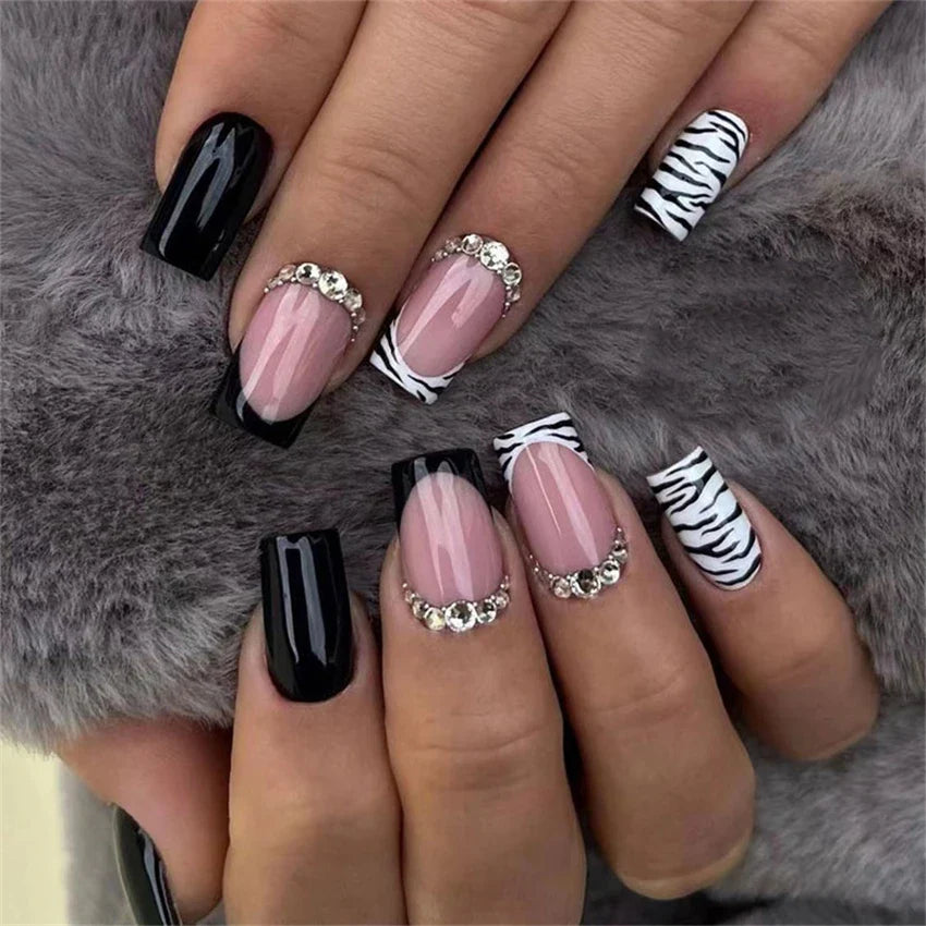 Wine Red Almond Fake Nails-45