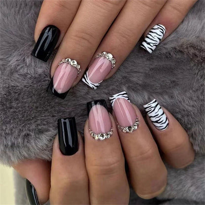 Wine Red Almond Fake Nails-45