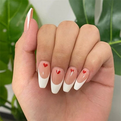 Wine Red Almond Fake Nails-47