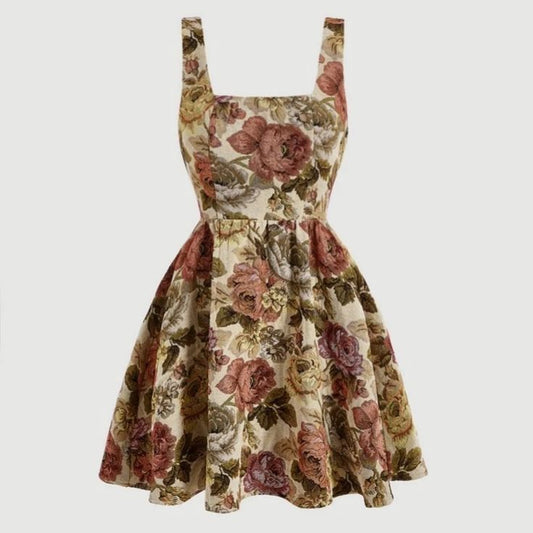 Womens Strapless Cinched Waist Floral Mini Backless Dress