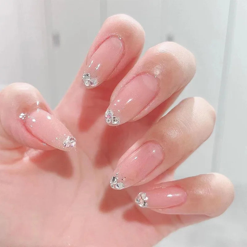 Wine Red Almond Fake Nails-7