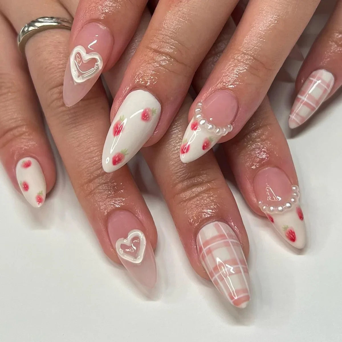 Wine Red Almond Fake Nails-6