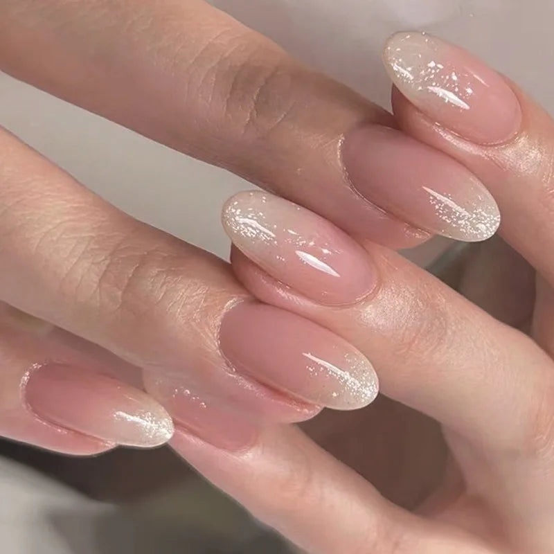 Wine Red Almond Fake Nails-11