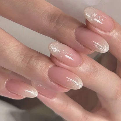 Wine Red Almond Fake Nails-11