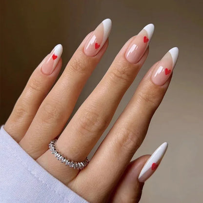 Wine Red Almond Fake Nails-14