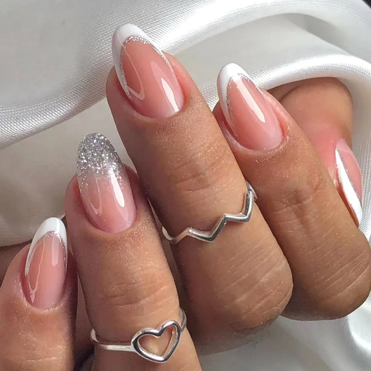 Wine Red Almond Fake Nails-17