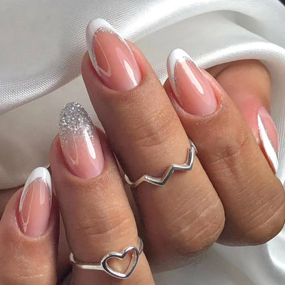Wine Red Almond Fake Nails-17