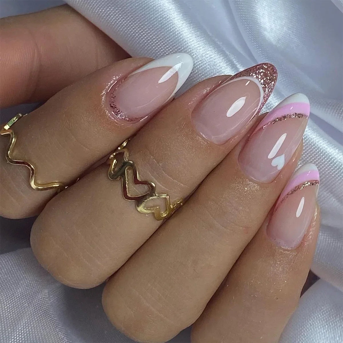 Wine Red Almond Fake Nails-20