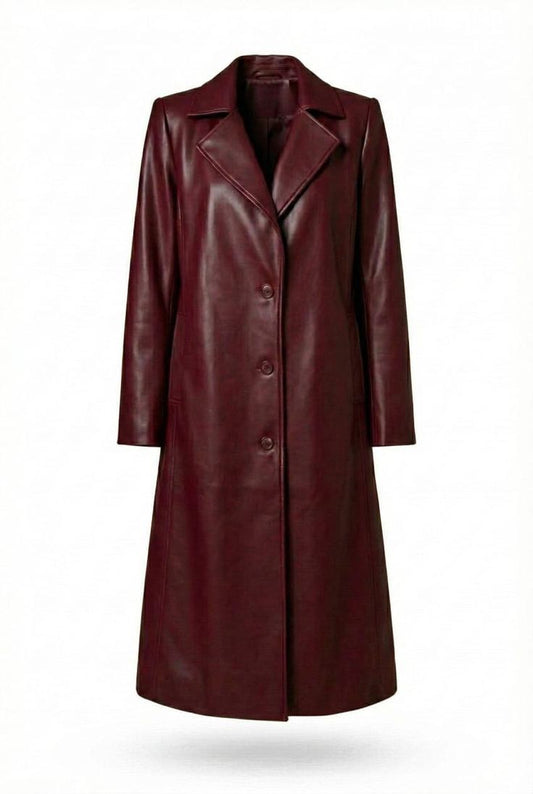 Elegant Retro Wine Red Jacket Trench Coat Women