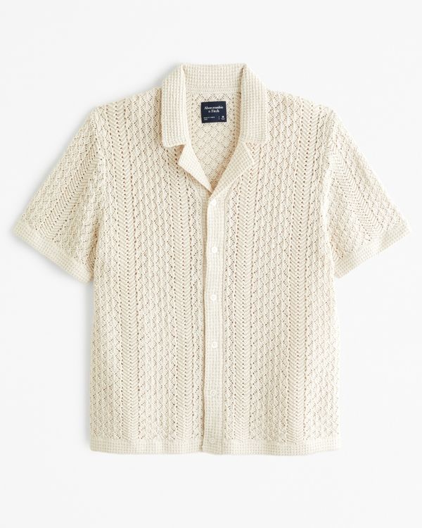 Men's V-neck Short-sleeved Knitted Sweater With Hollow-out Design For Summer, Made Of Cool Silk