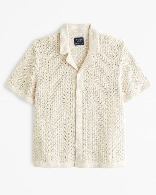 Men's V-neck Short-sleeved Knitted Sweater With Hollow-out Design For Summer, Made Of Cool Silk