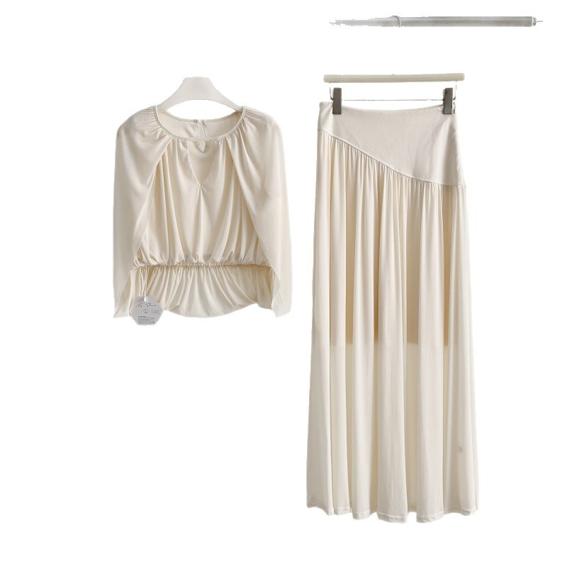 Sleeveless Top And High-waisted Pleated A-line Skirt Two-piece Set