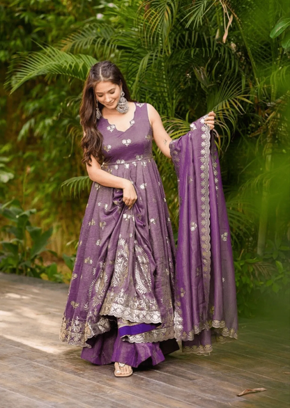 Regal Cosmos Embroidered Anarkali Set with Dupatta-4